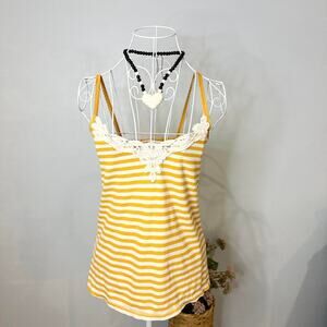 Cute vintage y2k hollister striped yellow lace cami tank top